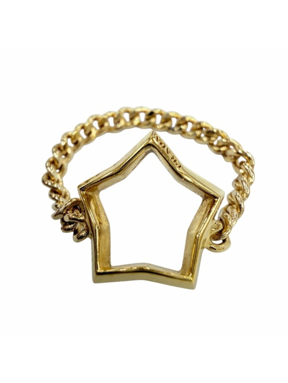 Prada Brass Metal Star Chain Ring Gold JP